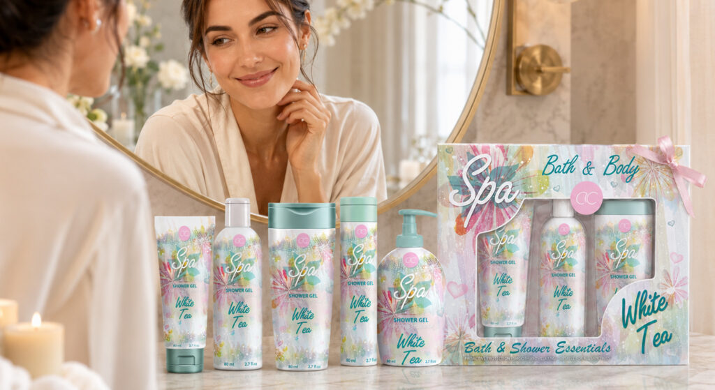 ACCENTRA® Toiletries Collection Packaging Design With Seasonal Products And Gift-Ready Presentation
