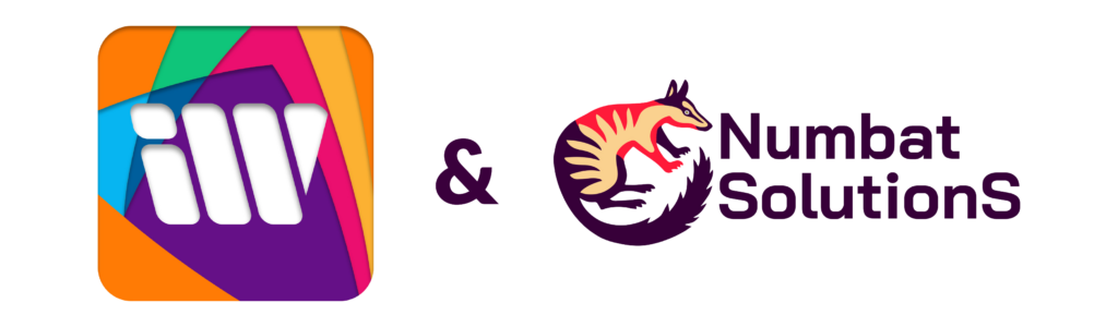 iWant mobile app icon displayed alongside the Numbat Solutions logo.