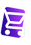 Purple shopping cart icon with cursor representing Amazon and e-commerce services
