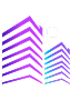 Purple line icon of modern buildings representing the Architecture service.