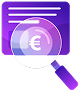 Pricing document with a euro symbol under a magnifying glass, representing transparent creative service costs.