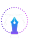 Graphic design service icon combining a pen nib with a creative light bulb.