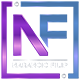 NF Creative Studio logo featuring a purple and blue gradient monogram on a transparent background.